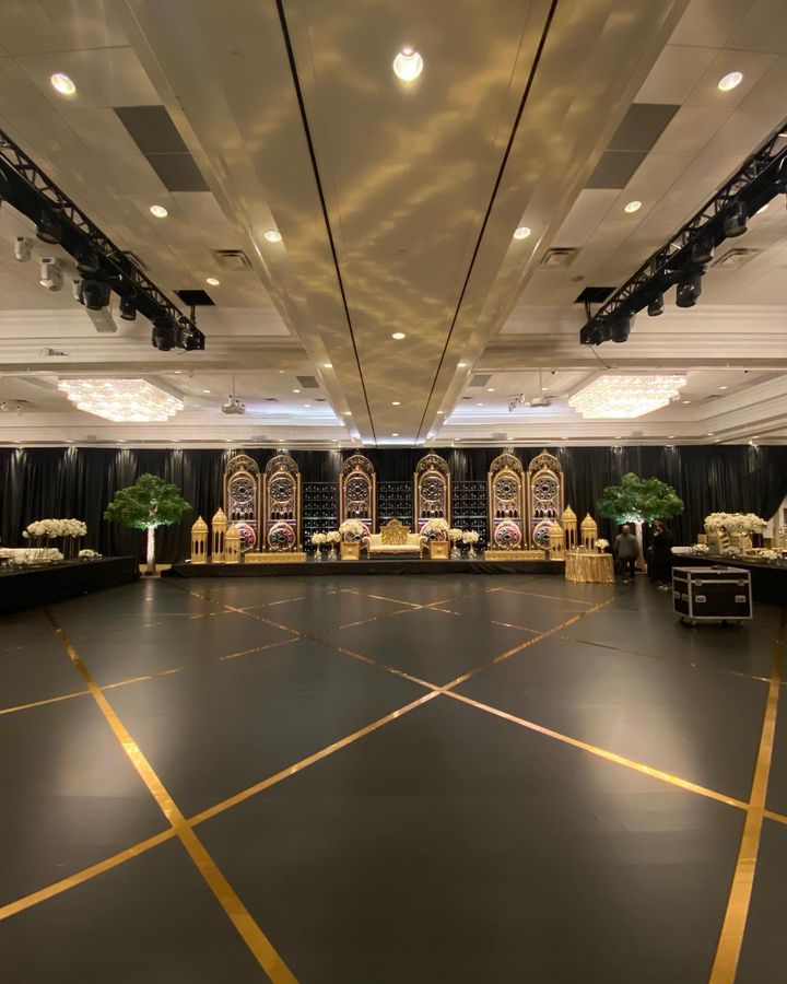 Custom wedding decor installed at a Toronto venue — real reception night.