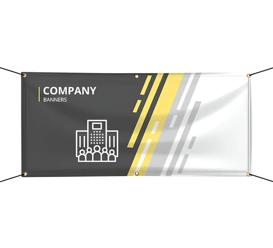 Branded business banner installed at an event or storefront.
