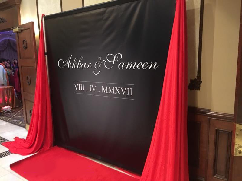 Branded media wall installed at a corporate event in Toronto.